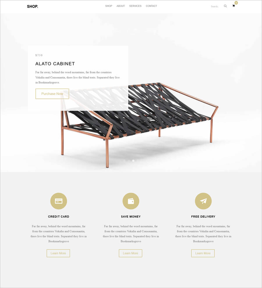 free ecommerce website templates with Parallax Effect