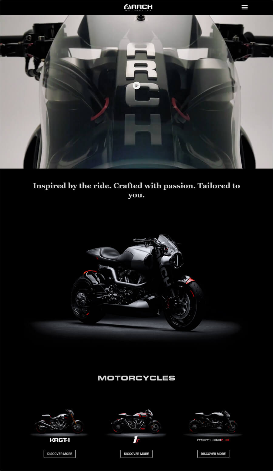 ARCH Motorcycle small business website example