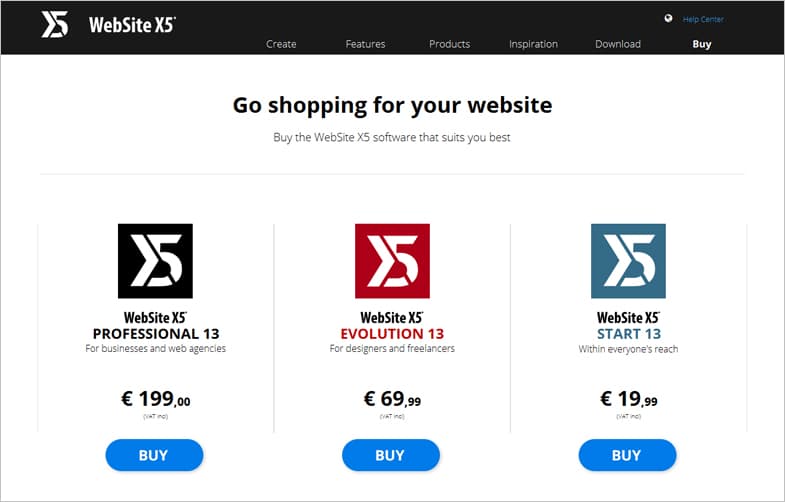 WebSite X5 prices