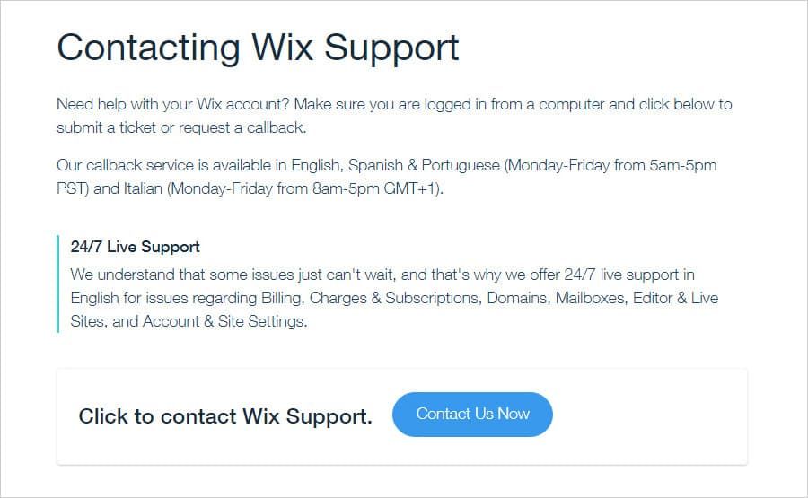 Wix Chat Support