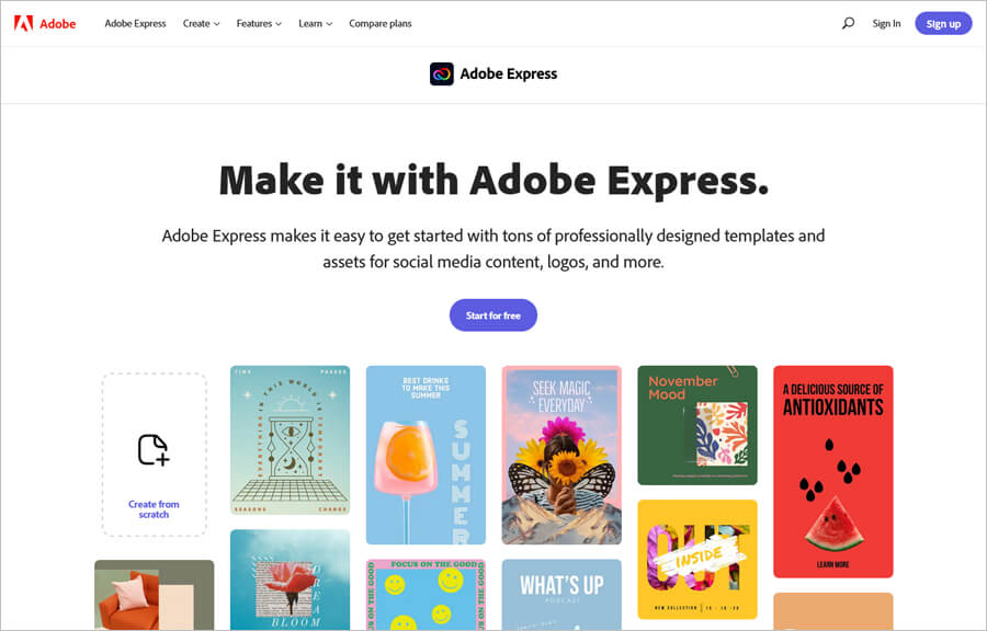 Adobe Express free online banner maker