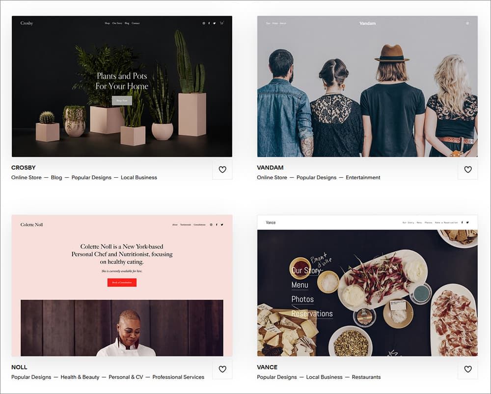 Squarespace website templates