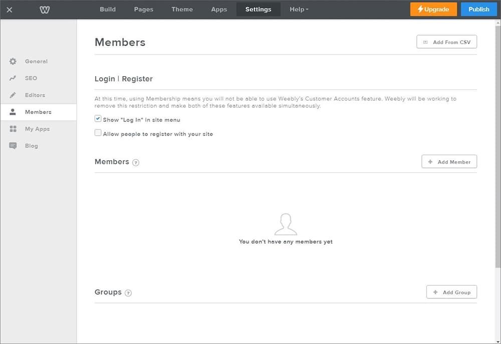 Weebly membership options