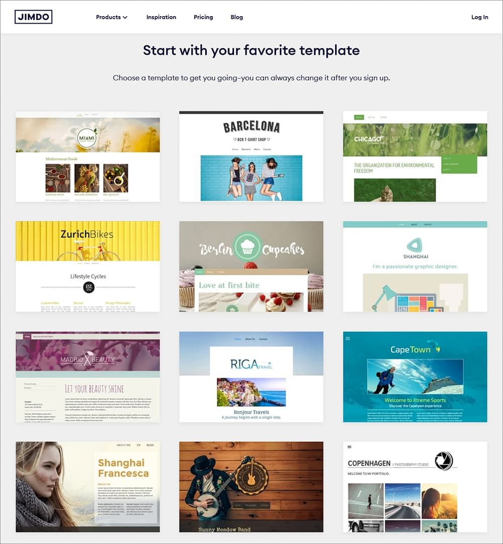 Jimdo website templates