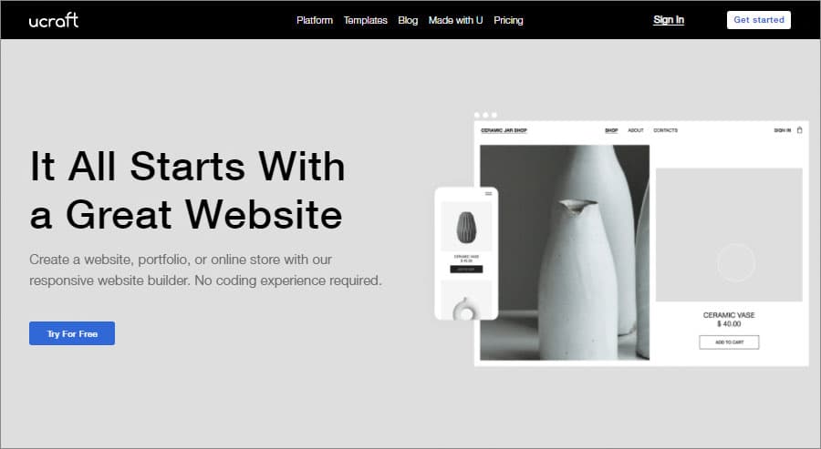Ucraft - the simplest way of designing the best websites for all purposes