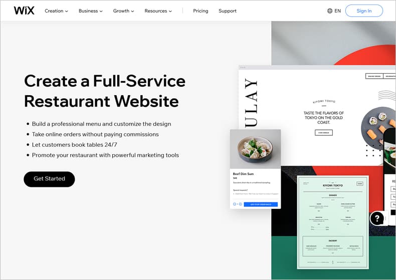 best restaurant website builder