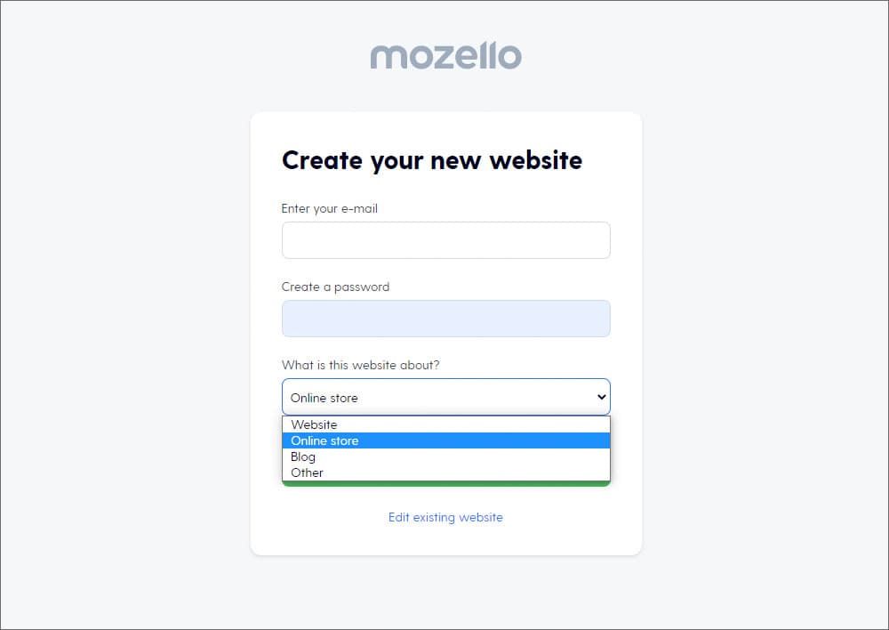 Create your new website