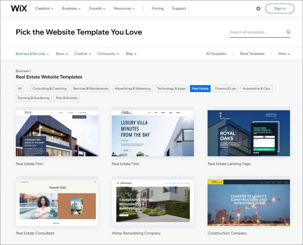 Wix – The best free real estate site builder