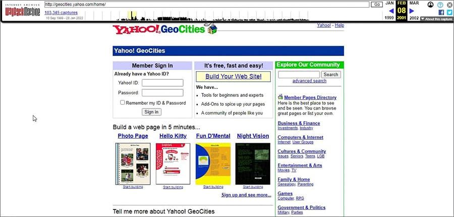 GeoCities Login circa 1999 GeoCities Login circa 1999