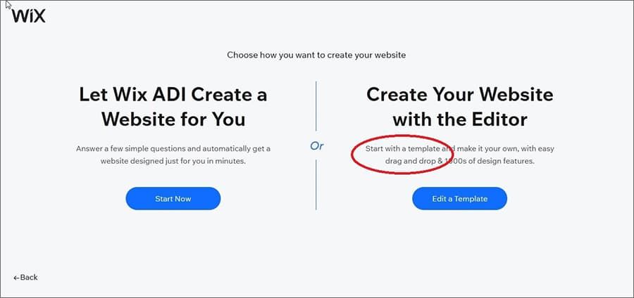 Choose how you want to create your website