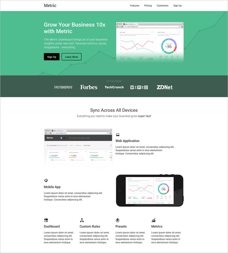 Free Metric Business Website Template