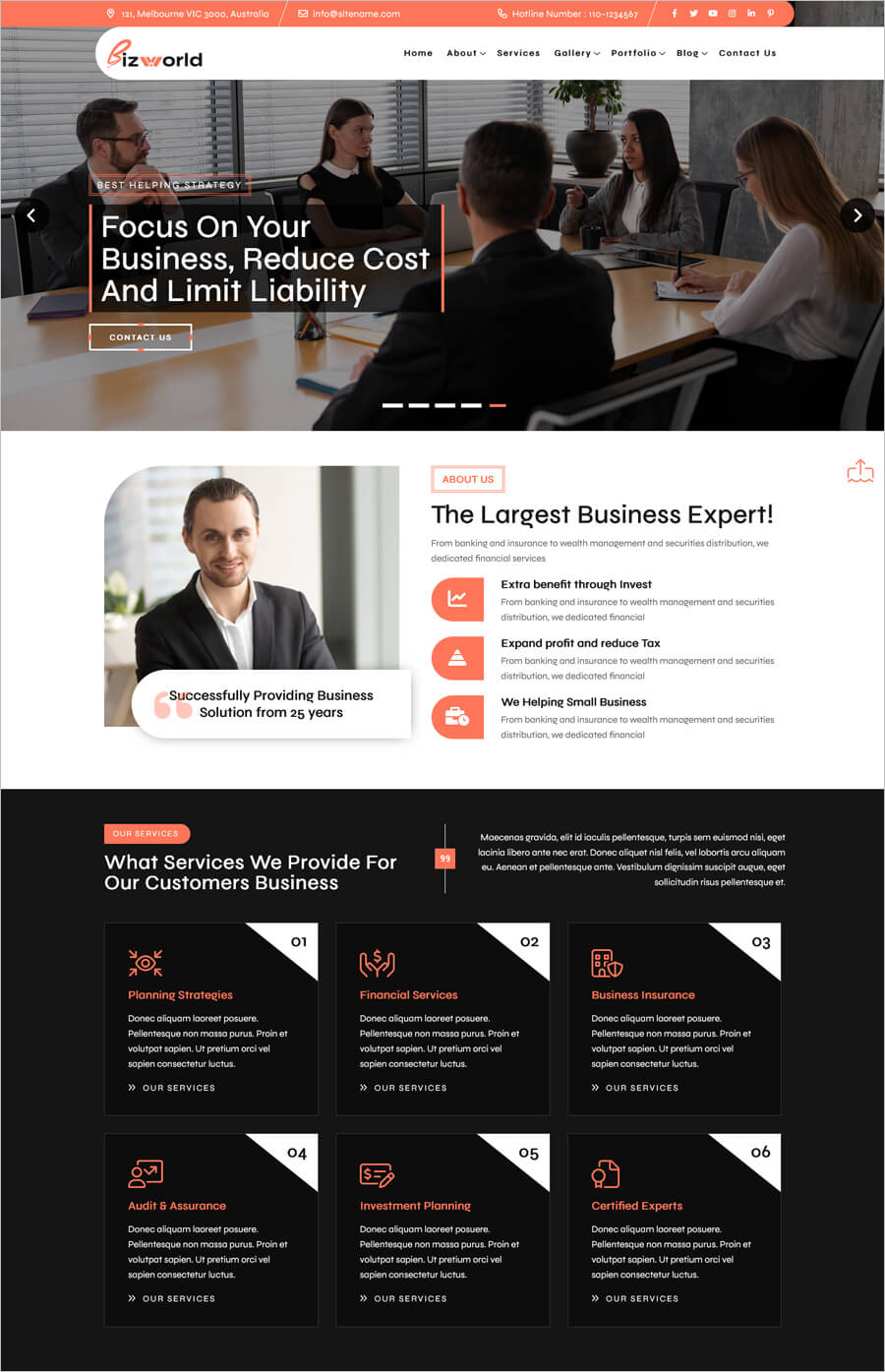 Free Bizworld Lite Corporate WP Theme 