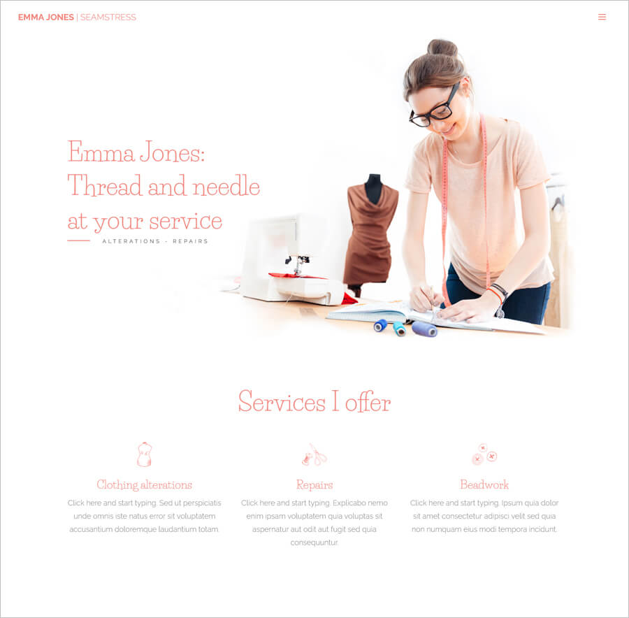 Seamstress Free Website Template