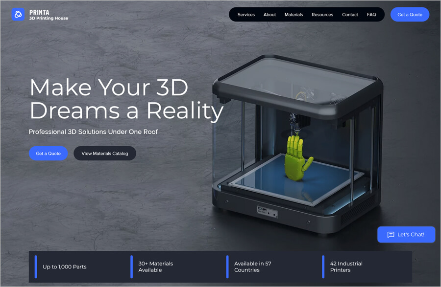 Free 3D Printing Business Web Template