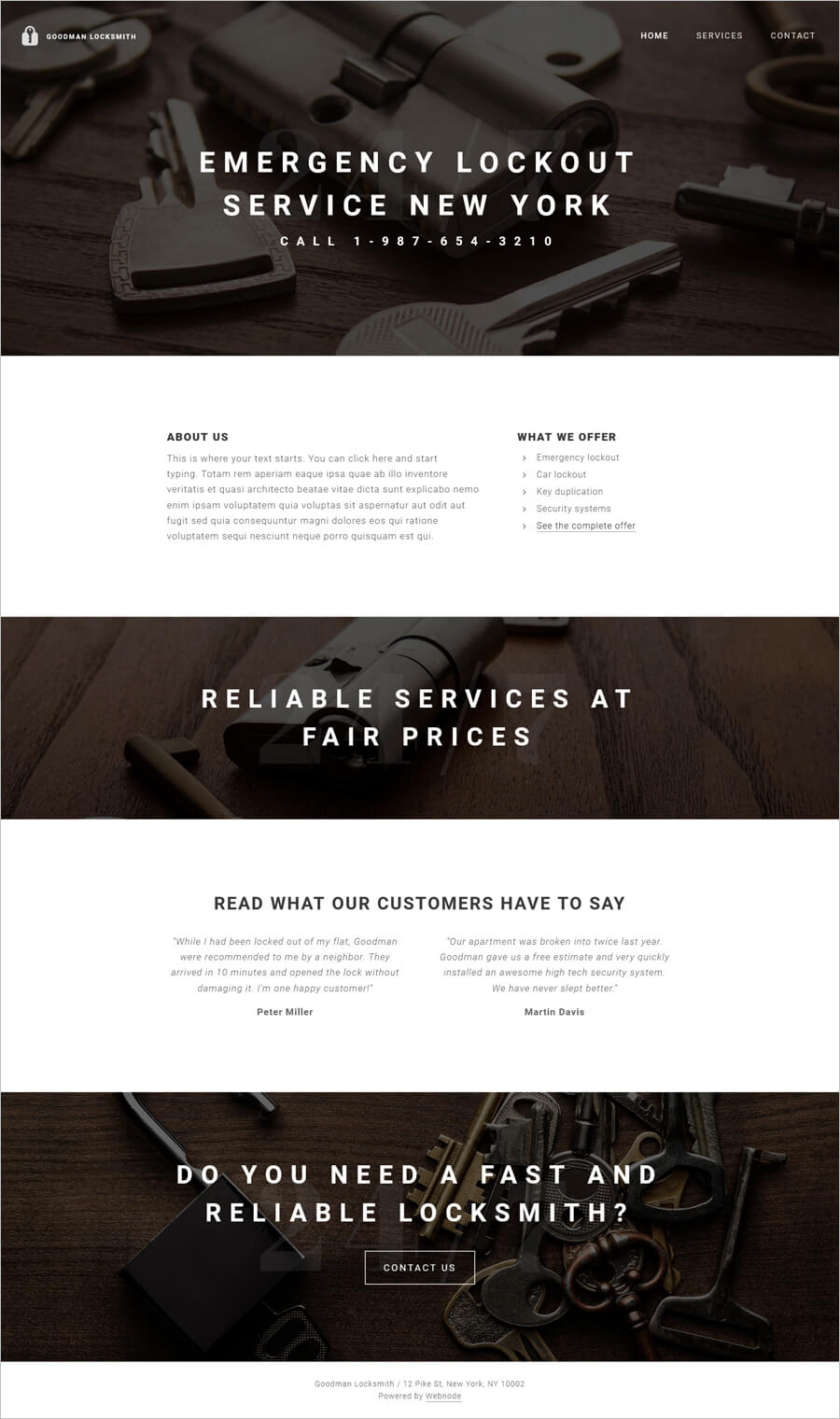 Locksmith Free Website Template