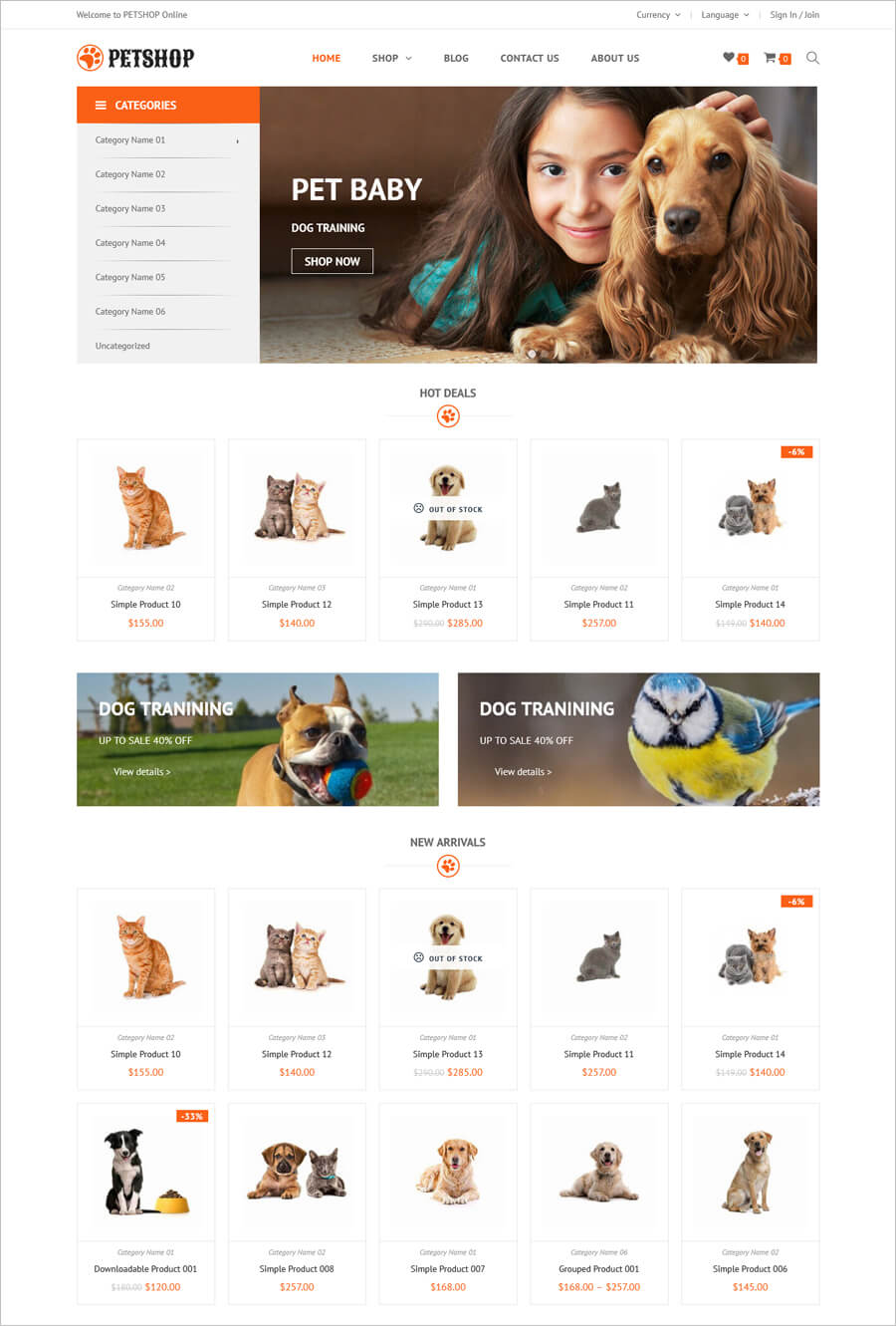 Pet Shop - Free eCommerce WP Template