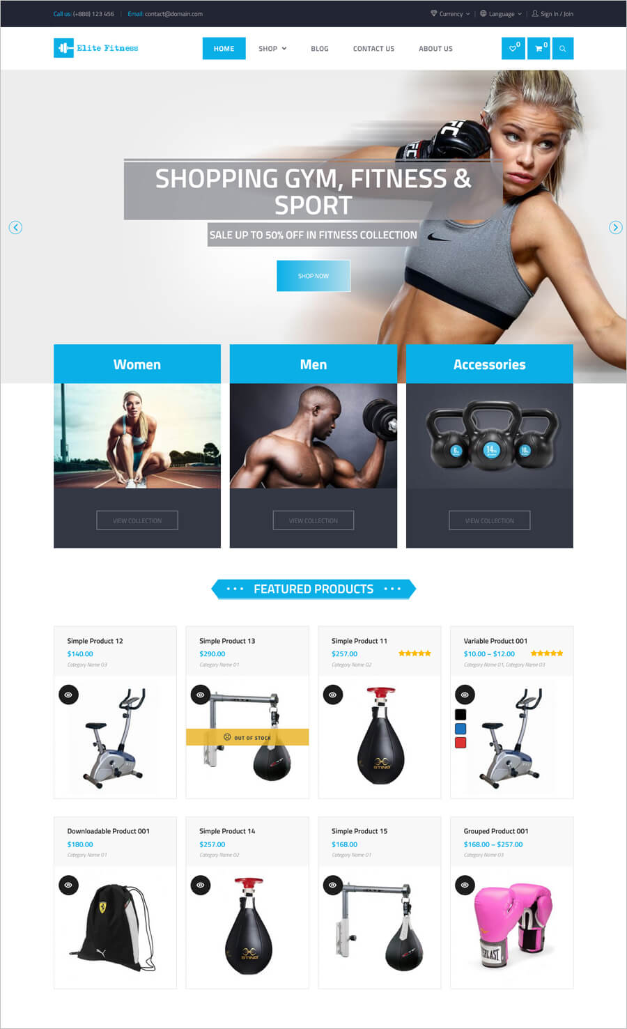 Elite Fitness - Free eCommerce WP Template Elite Fitness - Free eCommerce WP Template