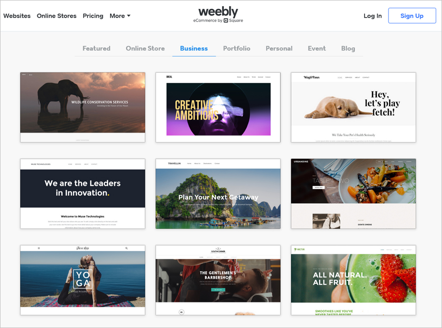 Weebly website templates in Business category