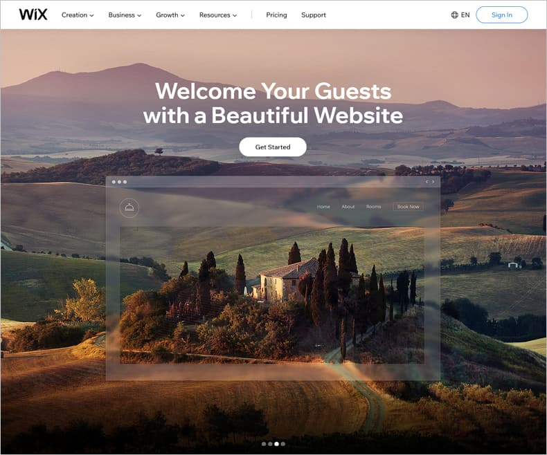 WIX website builder for hotel websites