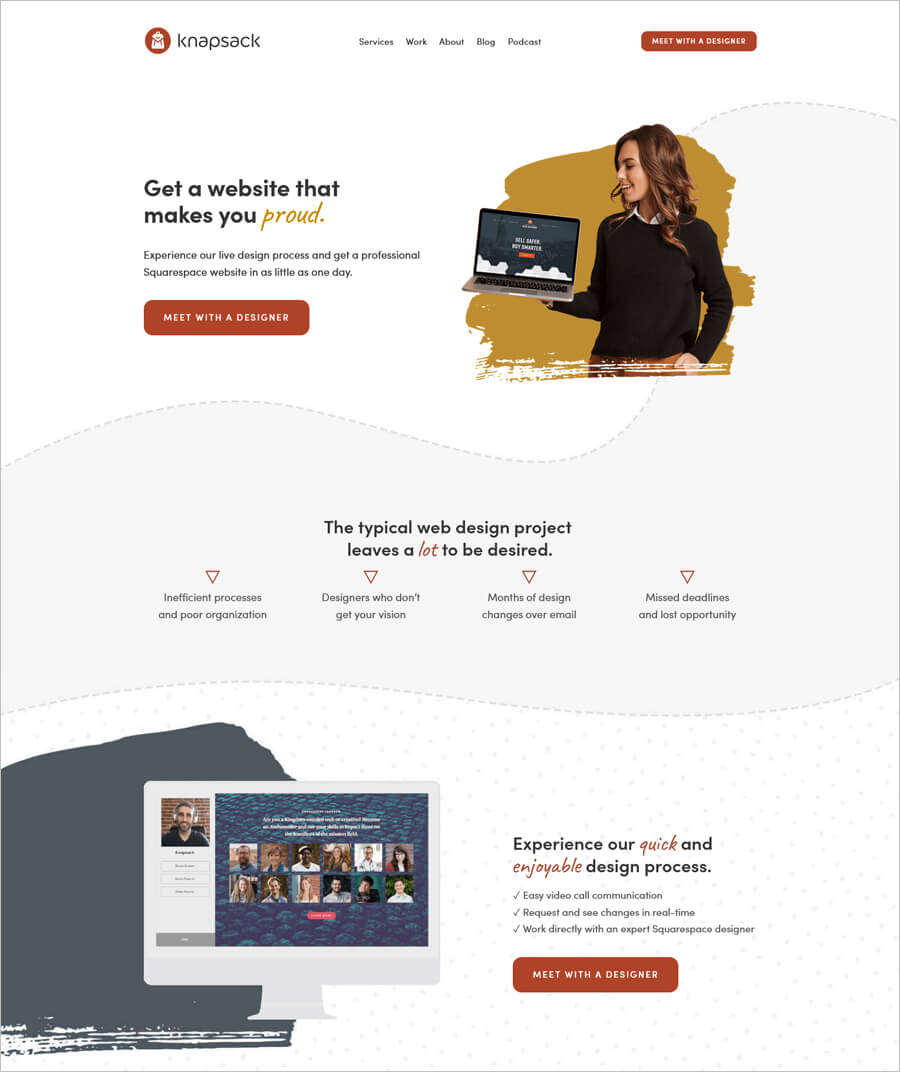 Knapsack Creative website example for business
