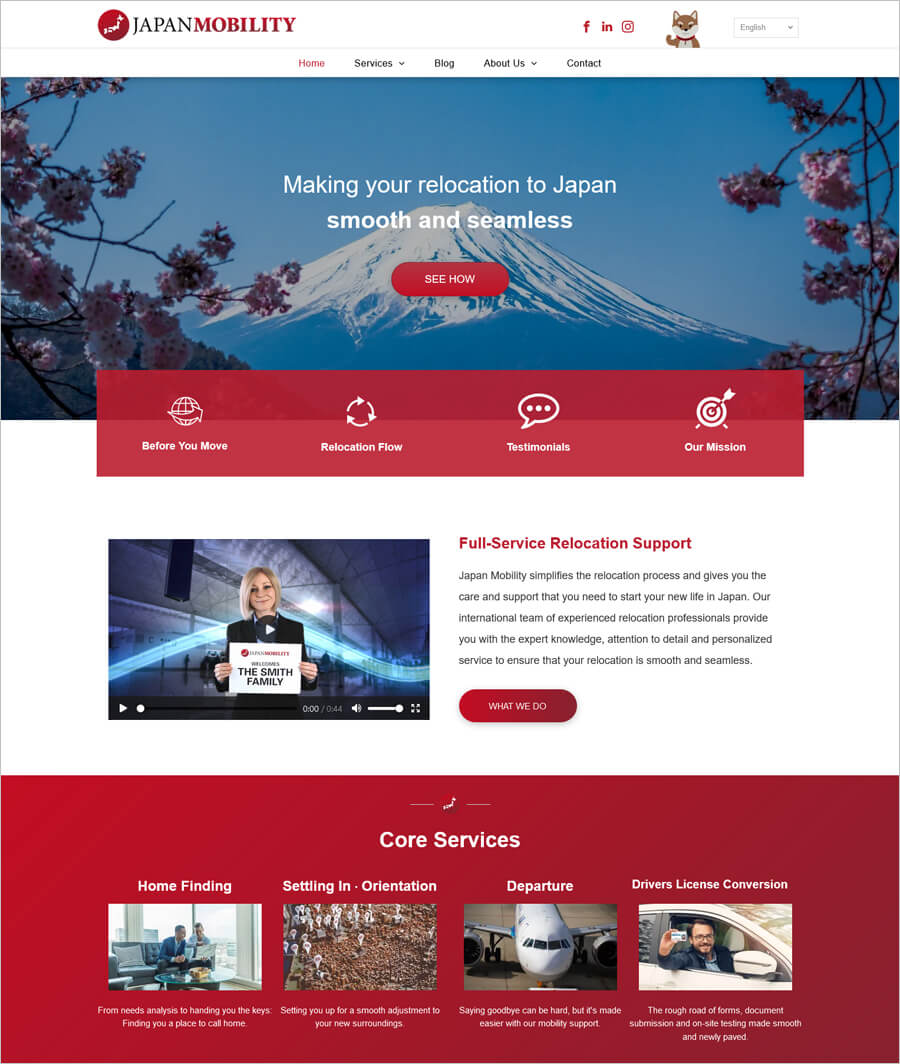 Japan Mobility business website example