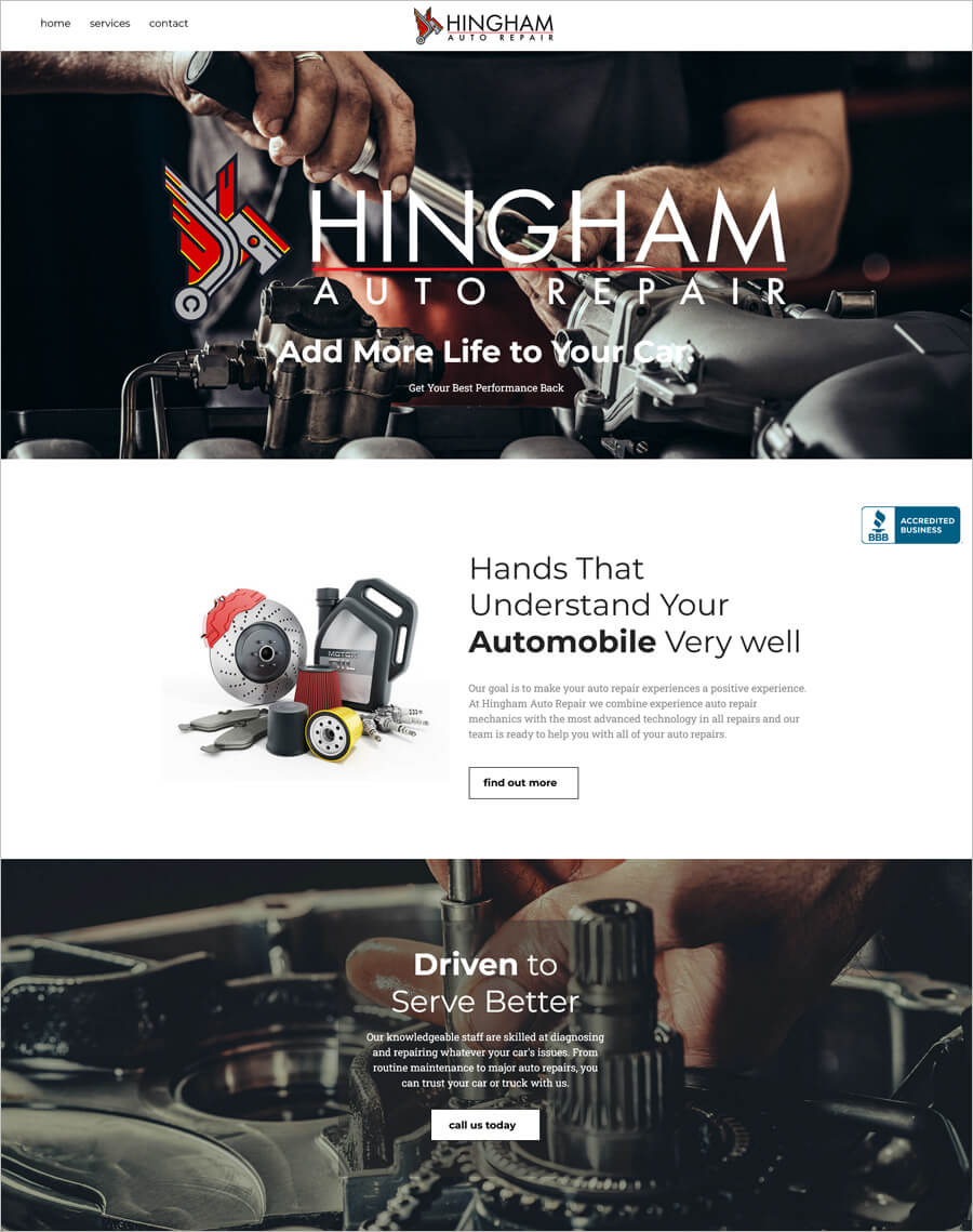 Hingham Auto Repair business website example