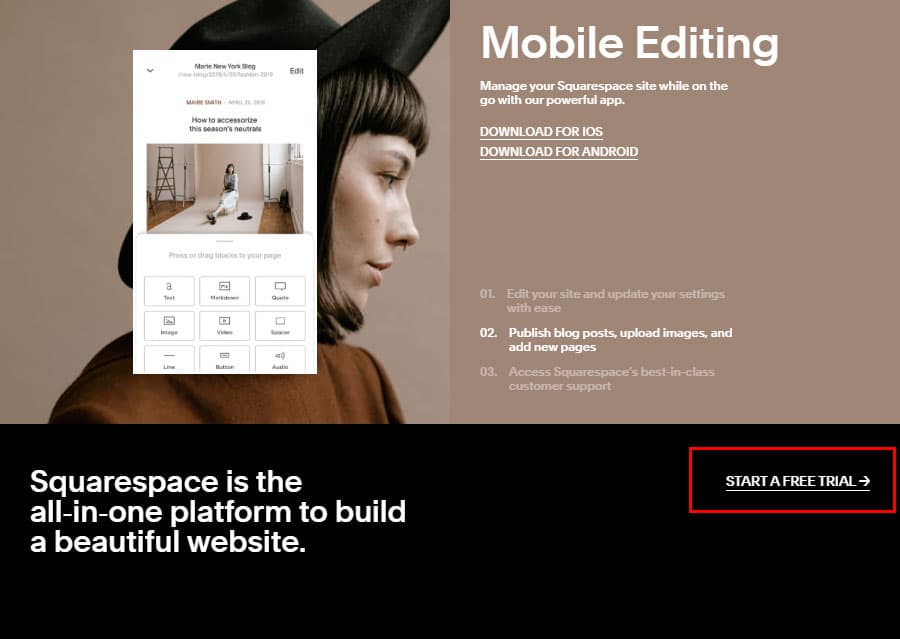 Start Squarespace free trial