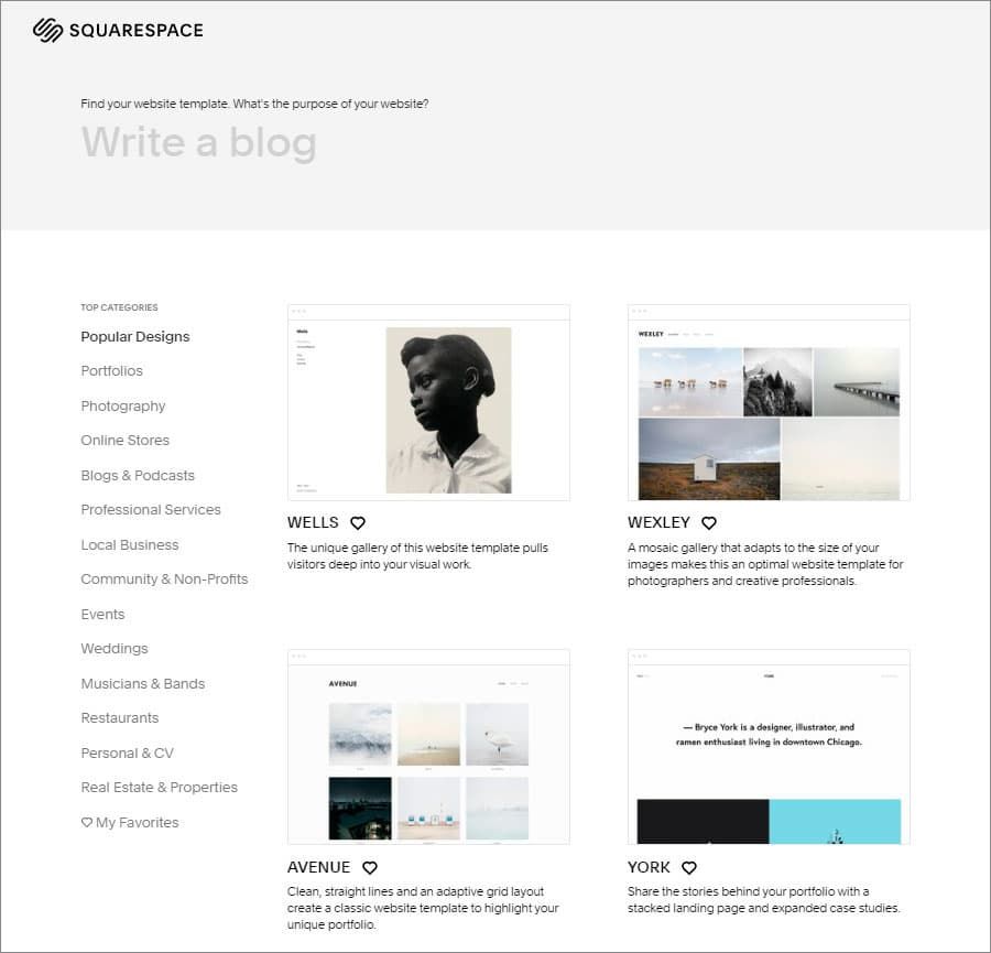 Choosing Squarespace website template Choosing Squarespace website template