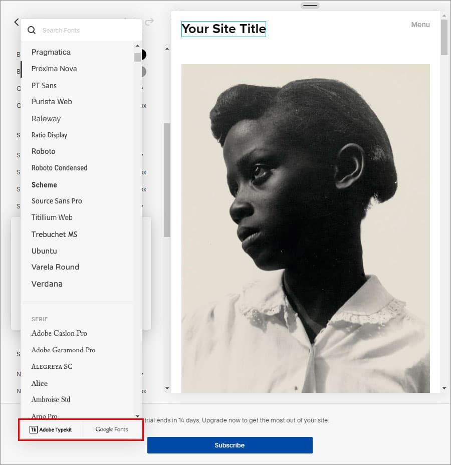Fonts selection Fonts selection