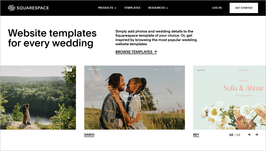 Squarespace wedding website builder