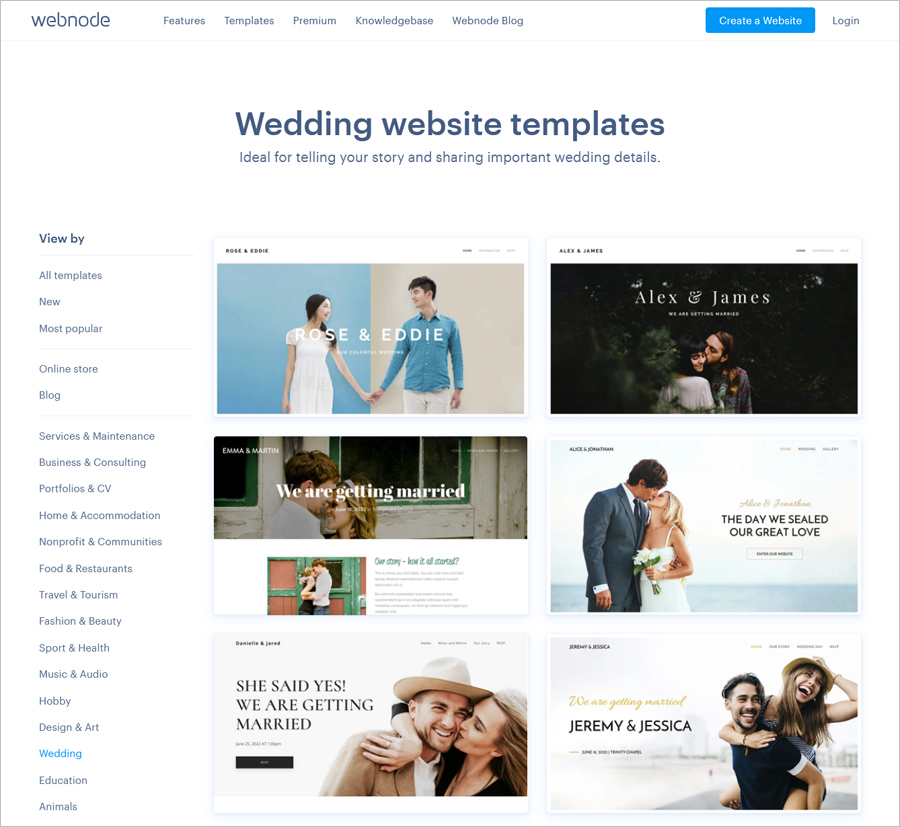 Webnode wedding template