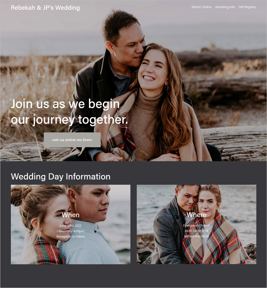 beautiful wedding website