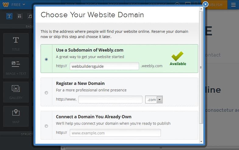 Weebly choose domain