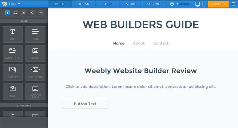 Weebly editor screen