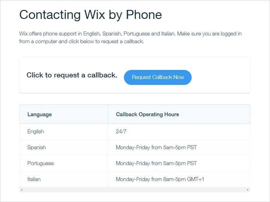 Wix Phone Support