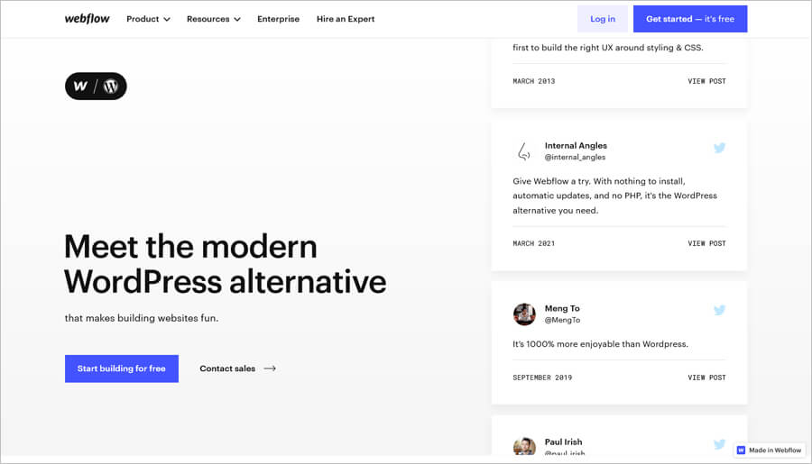 Webflow - free alternatives to WordPress